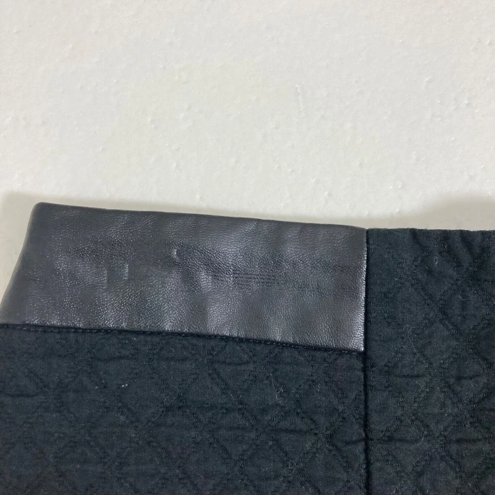 Mango Casual‎ Mini Skirt Womens 2 Black Quilted Faux Leather Trim Pockets
